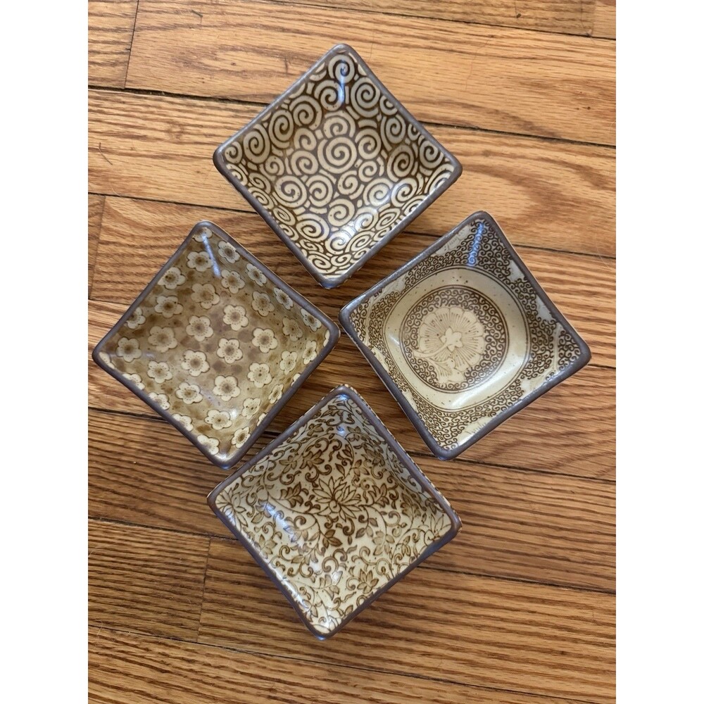 Sound Collection Vintage Sauce Dishes Square Japan Set of 4